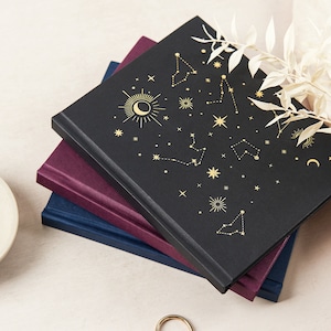 Mini Lined Constellation Note Book, Starry, Zodiac Notebook, Mini Book, Lined Pages, Dated Pages, Gold Foiled image 2