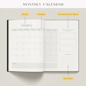 2024 Yearly Planner Olive Green, FULL YEAR Day Month Planner, 2024 Diary, Journal, Planner, Notebook image 5