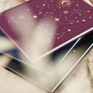 Mini Lined Constellation Note Book, Starry, Zodiac Notebook, Mini Book, Lined Pages, Dated Pages, Gold Foiled image 6