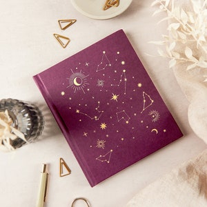 Mini Lined Constellation Note Book, Starry, Zodiac Notebook, Mini Book, Lined Pages, Dated Pages, Gold Foiled image 4