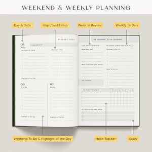 2024 Yearly Planner Olive Green, FULL YEAR Day Month Planner, 2024 Diary, Journal, Planner, Notebook image 7