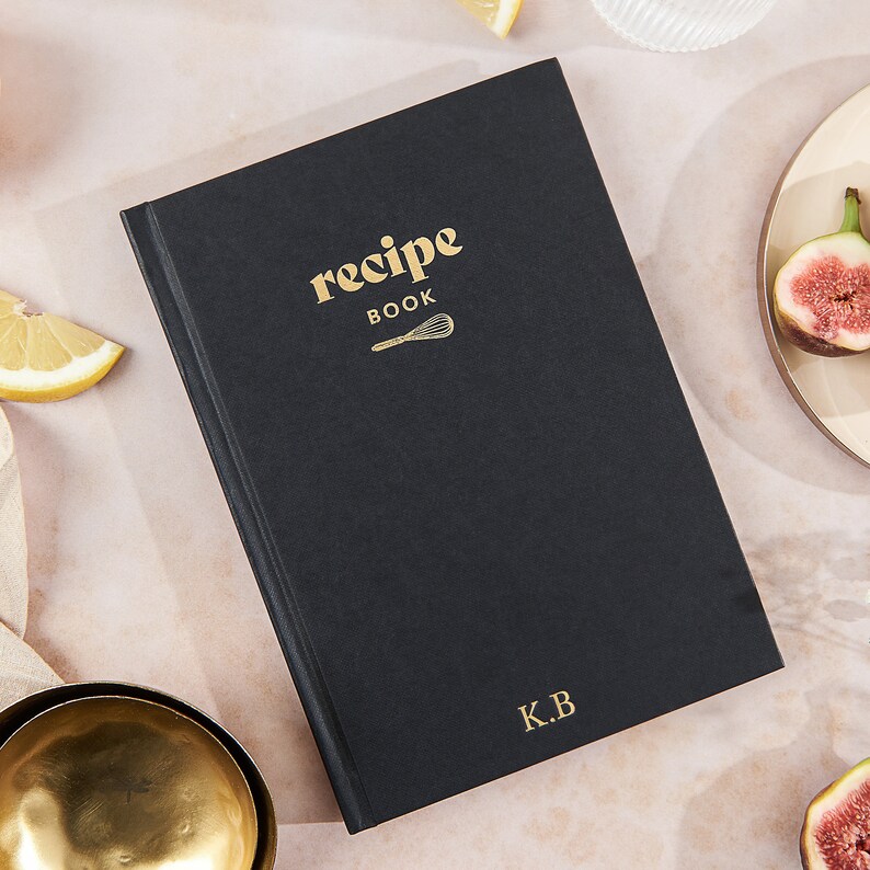 Recipe Book with Personalisation, A5 Recipe Organiser, Recipe Card, Cooking Gift, Black Recipe Binder 