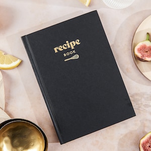 Recipe Book, Cookbook, A5 Recipe Organiser, Recipe Card, Cooking Gift, Black Recipe Journal