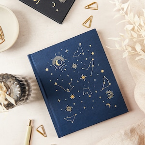 Mini Lined Constellation Note Book, Starry, Zodiac Notebook, Mini Book, Lined Pages, Dated Pages, Gold Foiled image 3