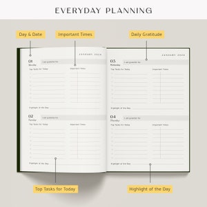 2024 Yearly Planner Olive Green, FULL YEAR Day Month Planner, 2024 Diary, Journal, Planner, Notebook image 8