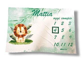 Manta Mensal para Bebê - Tapete Personalizado com Nome - Presente Original para Chá de Bebê - Ideia de Presente para Recém-Nascido