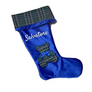 Personalized Christmas stockings - Epiphany stocking with name - Blue or green velvet stocking - Christmas decoration - Christmas stocking with teddy bear