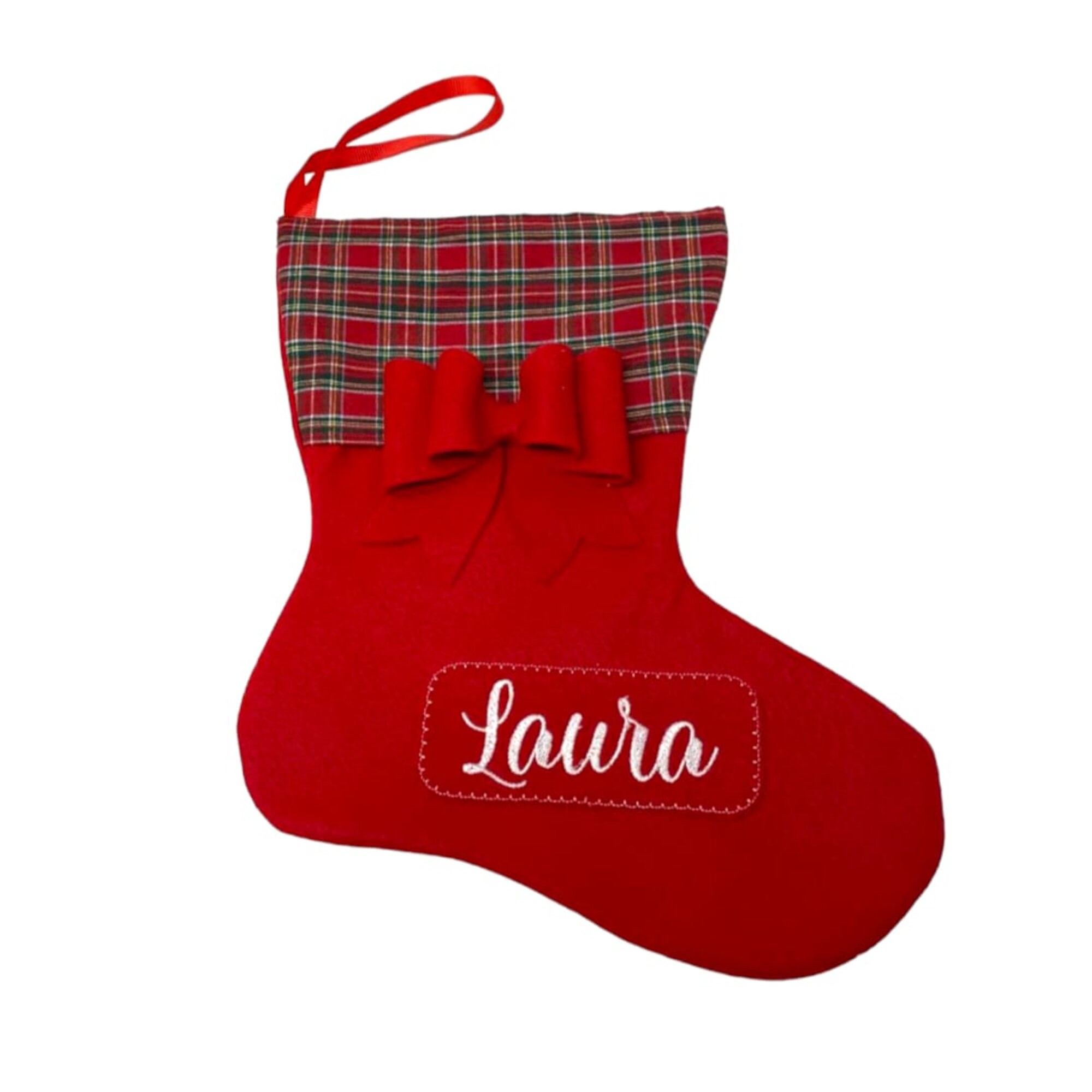 Calza Della Befana Personalizzabile 45 Cm Per Tifosi Genoani - Rossoblù Con Nome E Numero, In Poliestere, Regalo Natale Originale