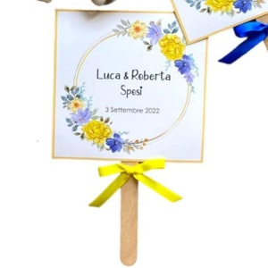 Abanicos de boda personalizados - Set de 10 abanicos para invitados a la boda - Kit de abanicos y porta confeti - Abanicos de cartón