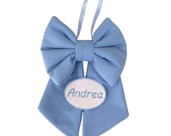 Birth bow 1 color - Birth rosette for boy and girl - Birth bow with personalized name - Solid color light blue pink birth bow