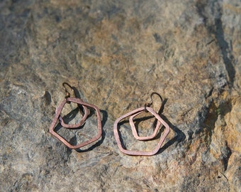 Hammered Copper Drop Earrings