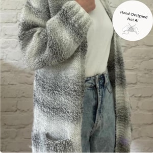 Easy Knit Cardigan Pattern PDF - Beginner friendly Knitting Tutorial with step by step instructions Hand Designed.