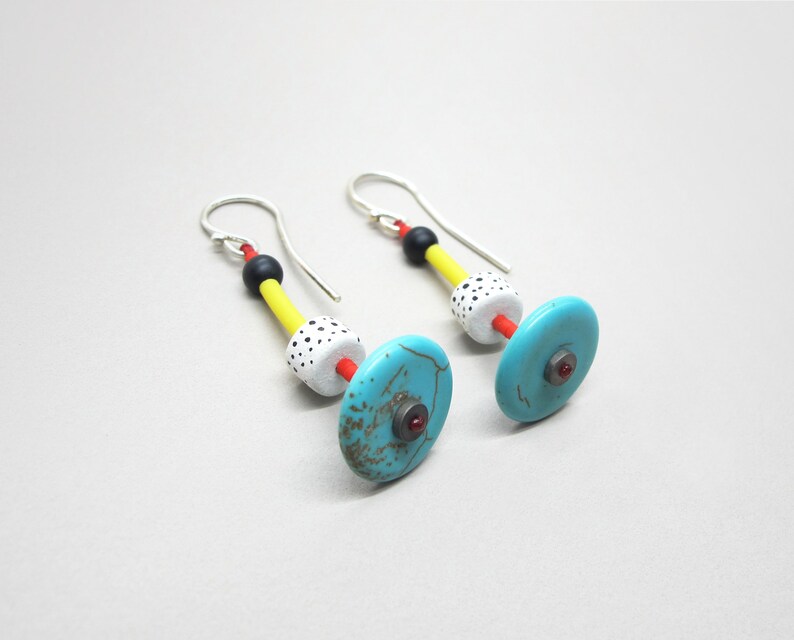 Quirky unusual /& colorful graphic earrings Memphis milano style 80s earrings Cool abstract earrings