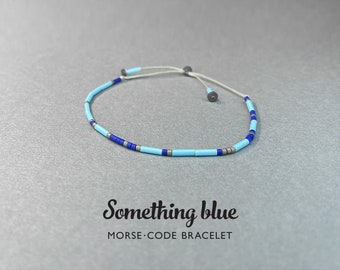 Something blue for bride - Custom secret message Morse Code bracelet. Delicate beach wedding bracelet. Minimalist friendship bracelet.