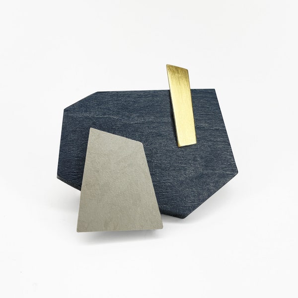 Black, gray and gold geometric statement brooch | Abstract art minimalist bauhaus style pin
