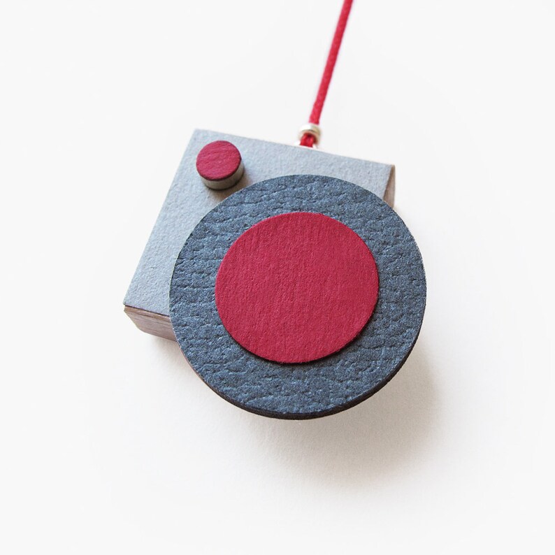 Wooden geometric red party earrings Perfect for Xmas earrings. Unique abstract modern art earrings