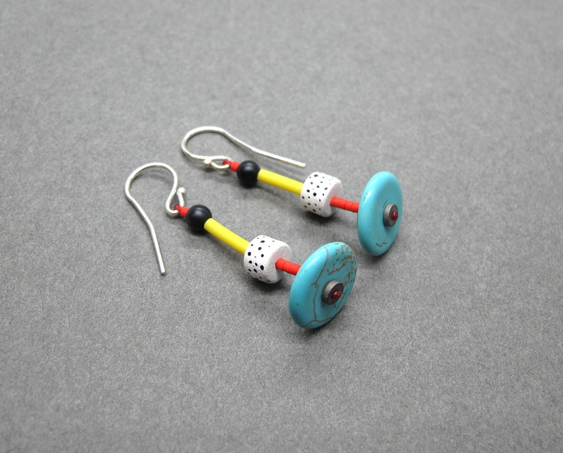 Quirky unusual /& colorful graphic earrings Memphis milano style 80s earrings Cool abstract earrings