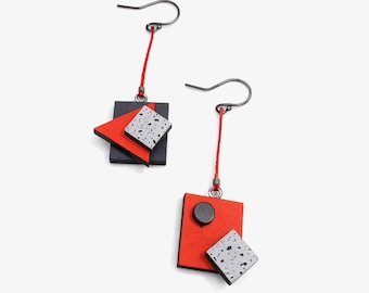 Mismatched bauhaus earrings | Mix and match design | Modern Abstract earrings | Asymmetrical geometric jewelry