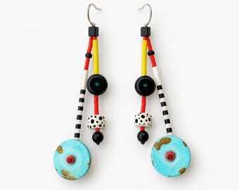 Colorful Memphis Milano Earrings | Contemporary Geometric Design | Artsy Statement Jewelry
