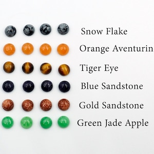 10PCS / 5 MM Cabachon Flat Back  Snow Flake,Orange Aventurine,Tiger eye,Blue Sandstone,Gold Sandstone,Green Jade