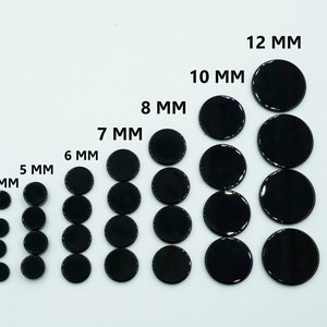 Onyx noir naturel à dos plat, forme ronde, disque en onyx noir, pièce en onyx noir taille 4,5,6,7,8,10,12
