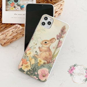 Rabbit flower case for iPhone 15 pro plus iPhone 14 plus 13 mini 12 iPhone iPhone 11 pro iPhone XR XS iPhone X iPhone 8 7 Plus 6 tn430