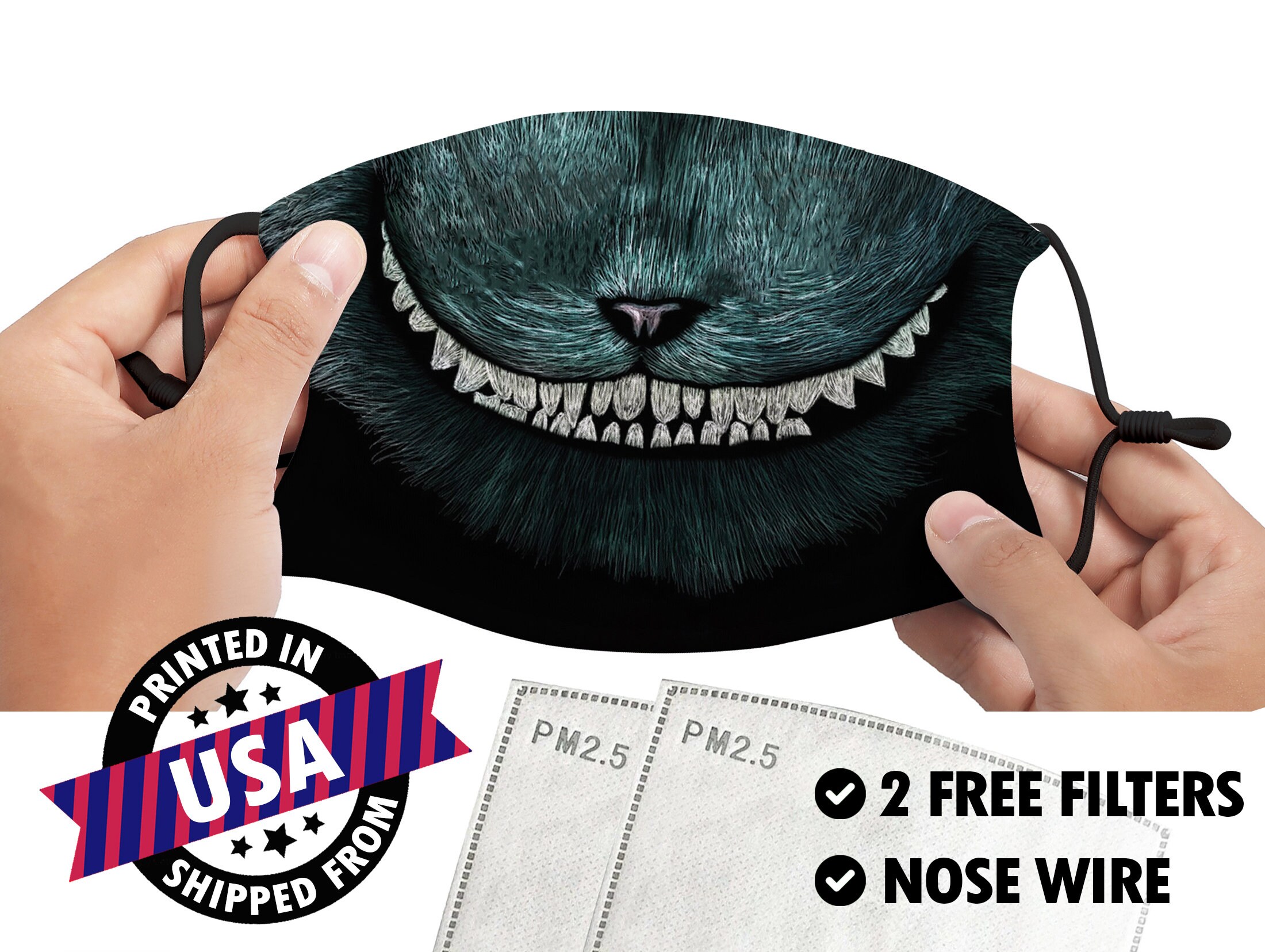 Cheshire Cat Grin Face Mask / Grinning Face Mask / Cheshire Etsy
