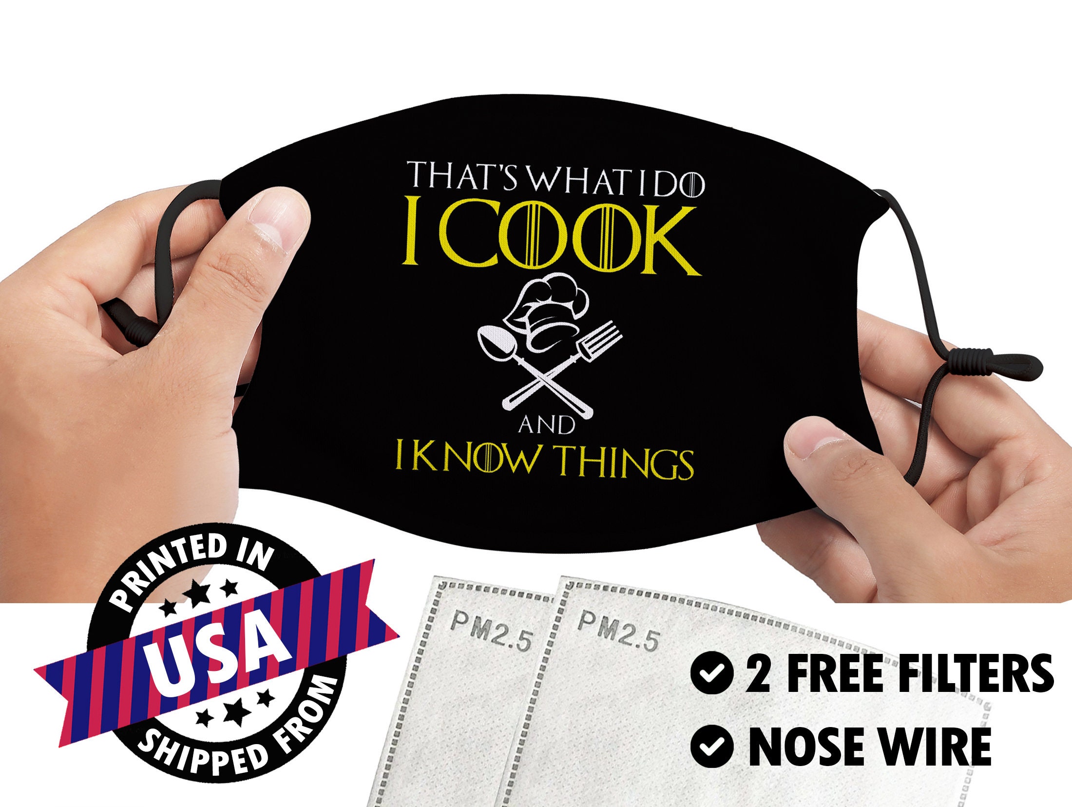 Cooking Face Mask / I Cook And I Know Things / Chef Gift Mask Etsy