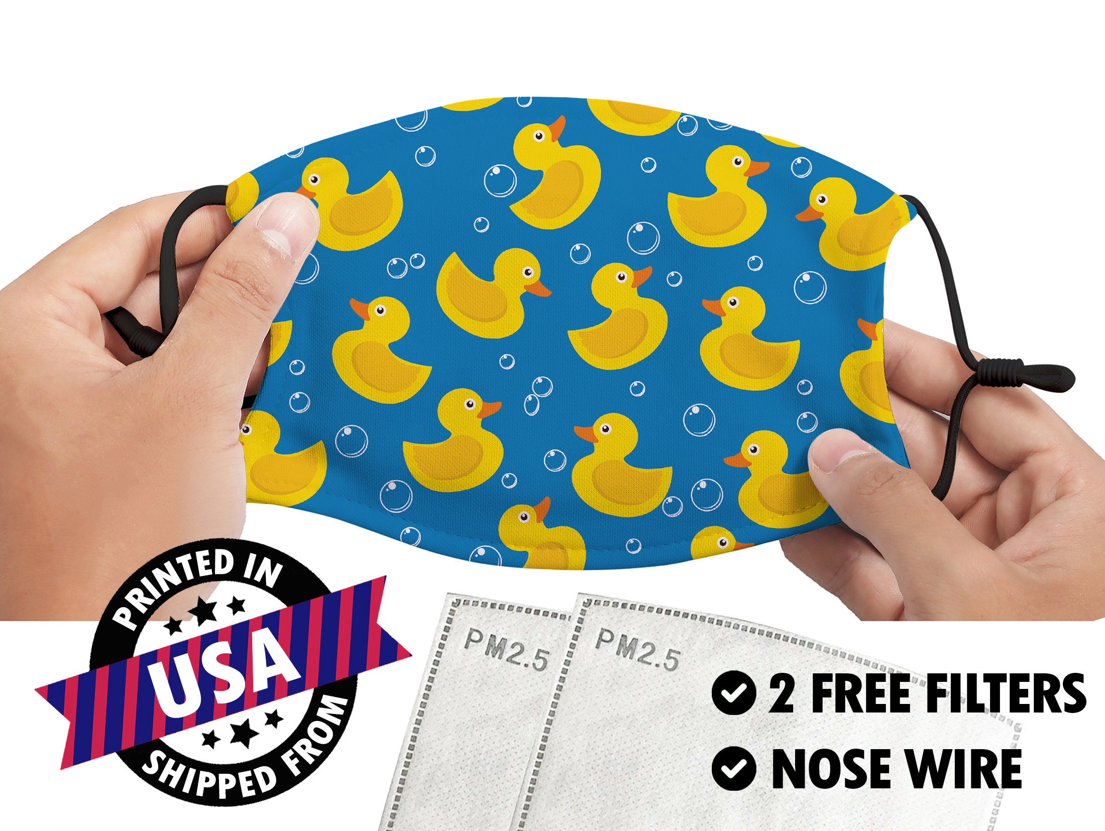 Rubber Duck Face Mask / Duck Pattern / Yellow Duck Mask / Duck Etsy