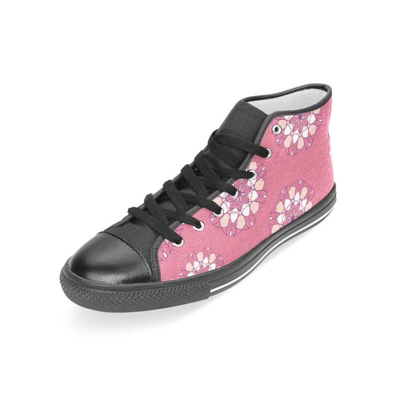 Flowers Hi Top Women Sneakers Pink Flower Shoes
