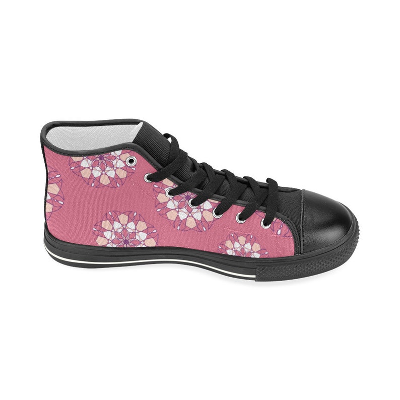 Flowers Hi Top Women Sneakers Pink Flower Shoes