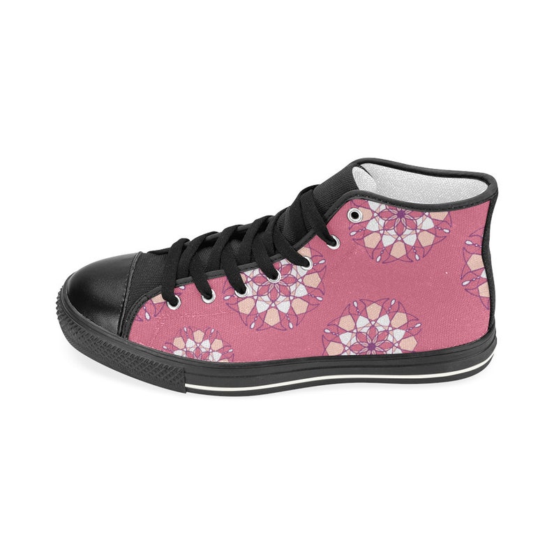 Flowers Hi Top Women Sneakers Pink Flower Shoes