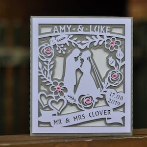 Personalised wedding papercut card