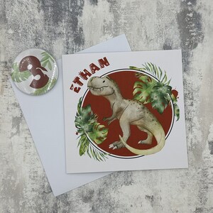 Cartão de aniversário de dinossauro personalizado, Cartão de aniversário, Cartão de primeiro aniversário personalizado,