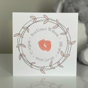 Personalised New Baby Card - New Baby Girl - Welcome to the world - Baby Girl Card