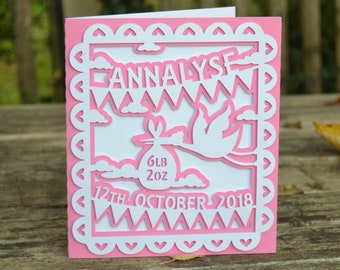 Personalised Papercut New Baby Card