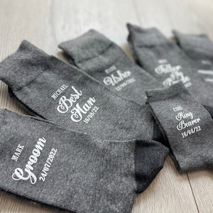 Grey/Gray Personalised wedding socks * Groom * Page Boy * Best Man* Groomsman Gift