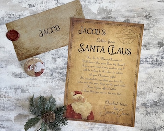 Carta personalizada do Pai Natal - Carta personalizada do Pai Natal - Carta de Natal personalizada - Emblema personalizado