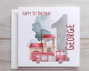 Personalised Fire Engine Birthday Card | Fire Truck Theme | Ages 1–12