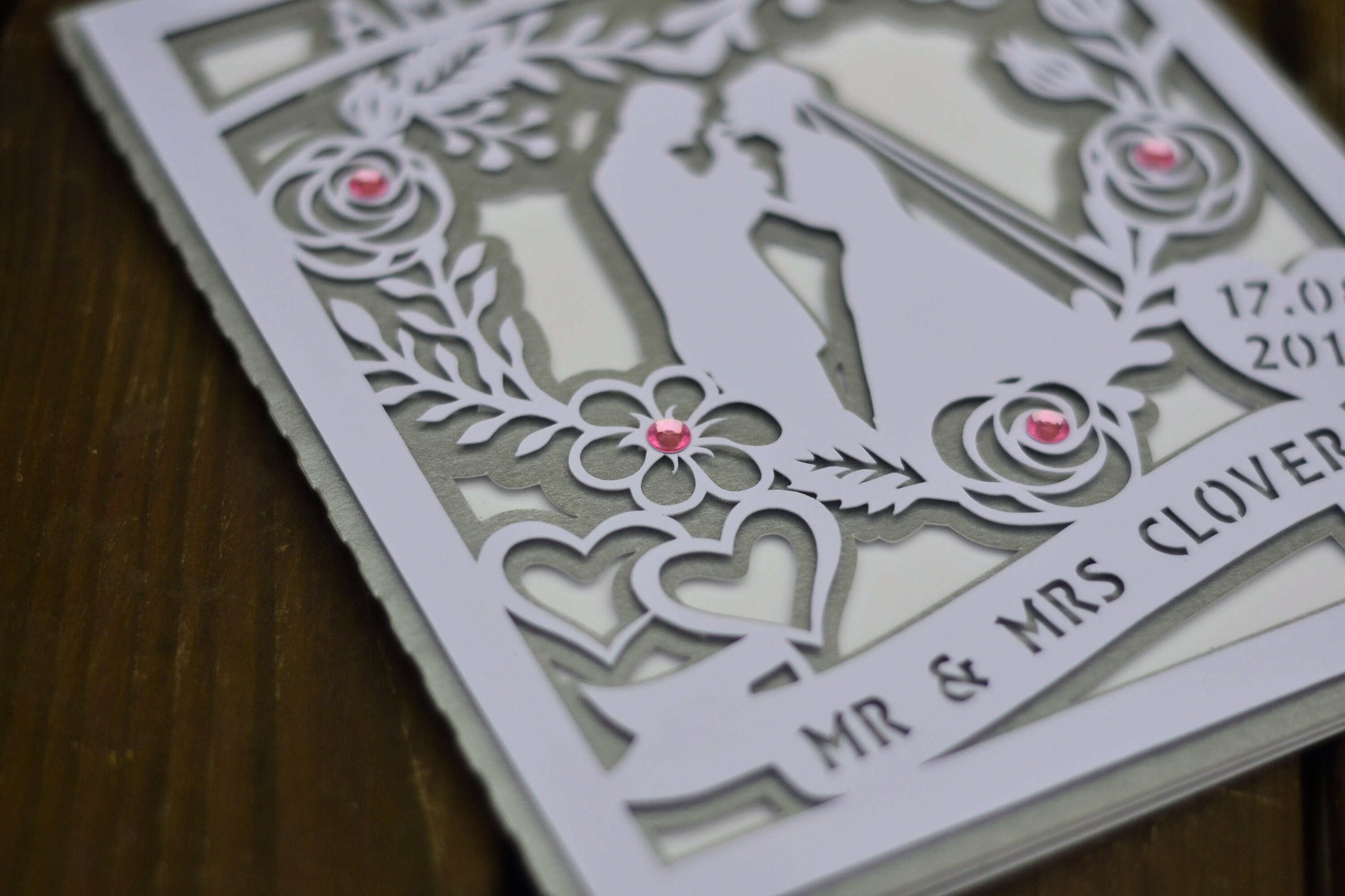 Personalised wedding papercut card Etsy