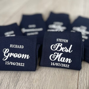Navy Blue Personalised wedding socks Groom Page Boy Best Man Groomsman Gift image 3