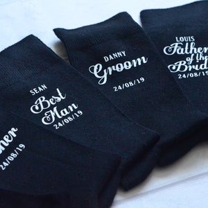 Personalised wedding socks Groom Page Boy Best Man Groomsman Gift image 1