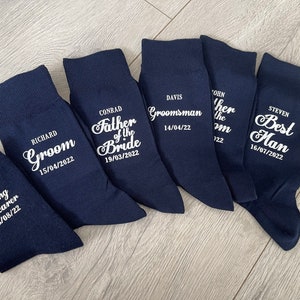 Navy Blue Personalised wedding socks * Groom * Page Boy * Best Man* Groomsman Gift
