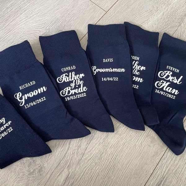 Calcetines de boda personalizados azul marino * Novio * Page Boy * Padrino * Regalo de padrino