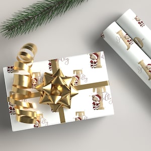 Carta da regalo natalizia personalizzata - Babbo Natale - Iniziale dorata dell'orso di Babbo Natale