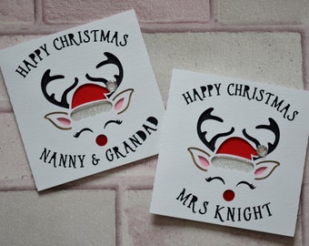 Personalised Christmas Reindeer Card * Papercut Card