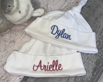 Personalised Embroidered Knotted Baby Hat - Personalised Baby Gift - New Baby -