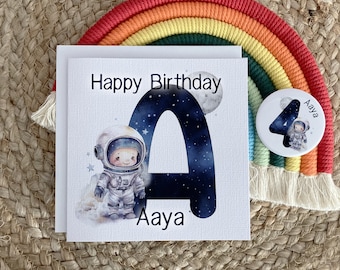 Personalised Birthday Card,  Space man Birthday, Little Astronaut