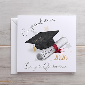 Personalisierte Abschlusskarte - Abschlusskarte mit Cap & Schriftrolle - Herzlichen Glückwunsch zum Abitur - Stolz auf dich