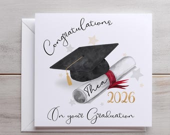 Tarjeta de graduación personalizada - Tarjeta de graduación con birrete y pergamino - Felicitaciones por tu graduación - Orgulloso de ti
